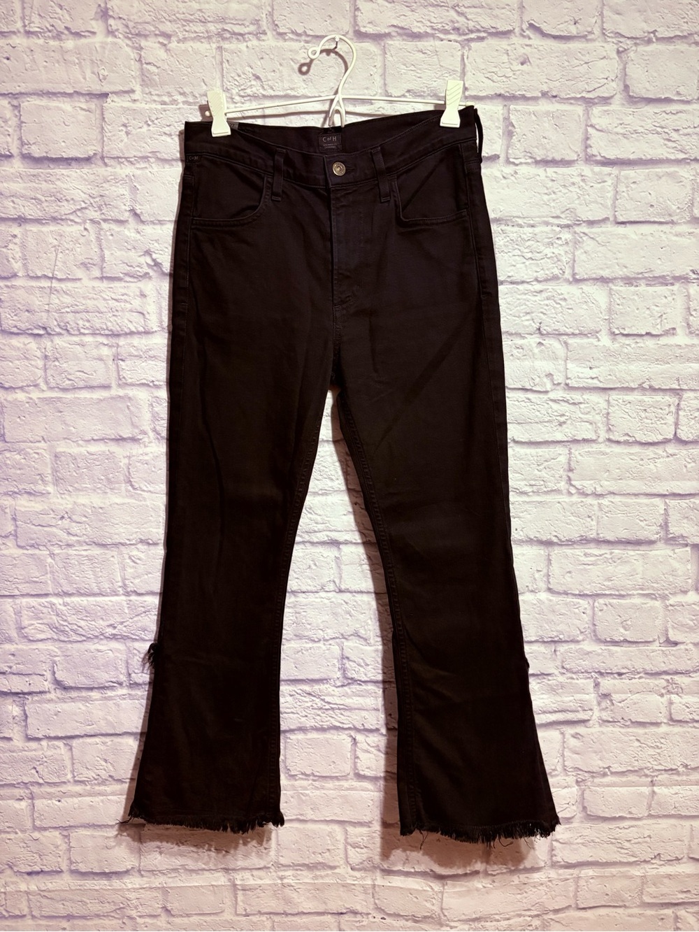 Citizens of Humanity Black Frayed Hem Ankle Jeans Size 27